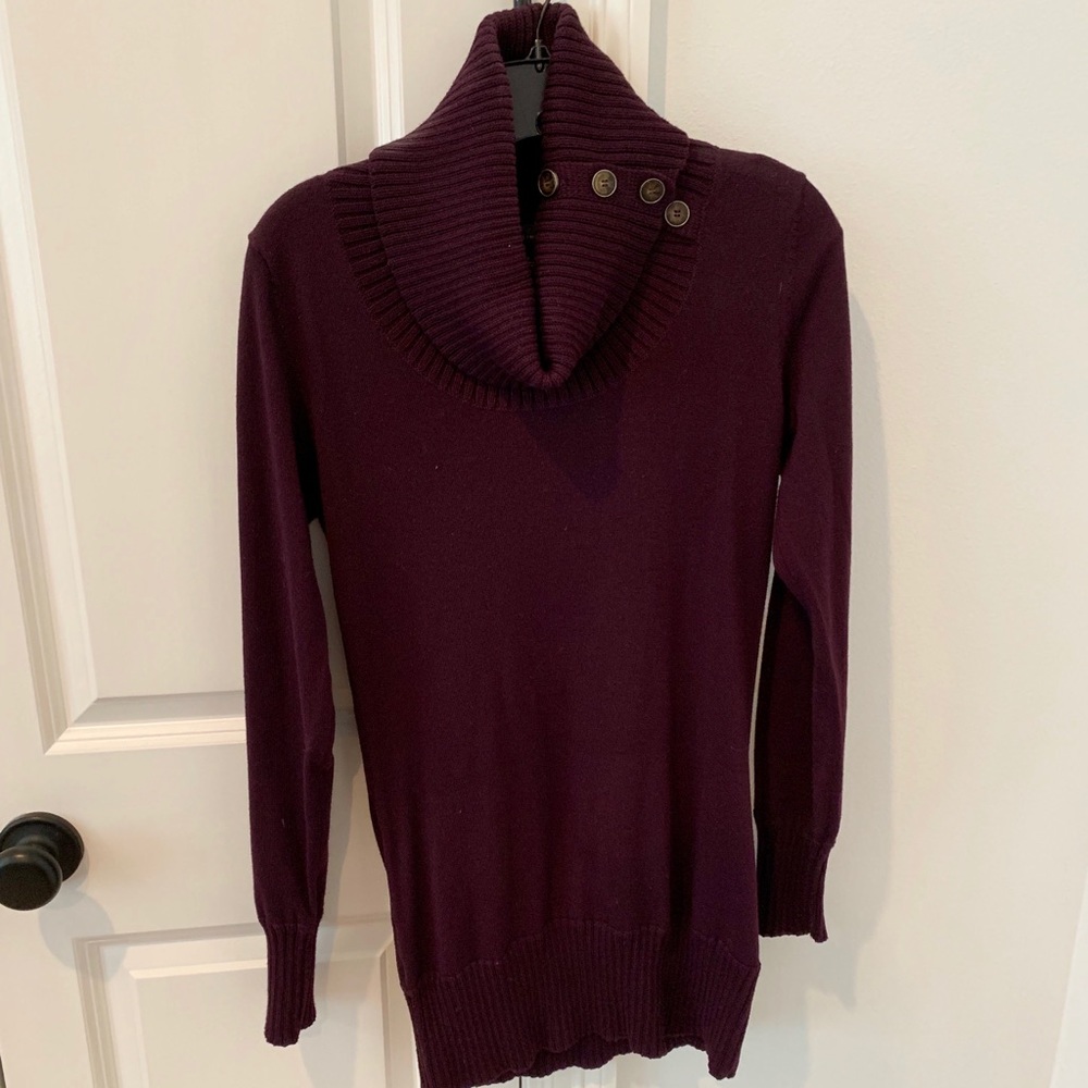 Purple Cowl Neck Sweater Dress